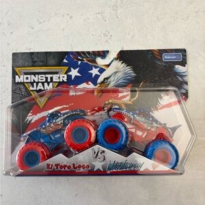 Monster Jam El Toro Loco vs Megalodon Stars and Stripes 1:64 Diecast